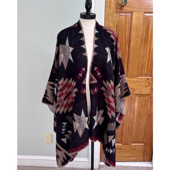 Forever 21 Sweaters - Forever 21 Red Brown Western Wrap Kimono Cardigan OS Rodeo Cowgirl Festival
